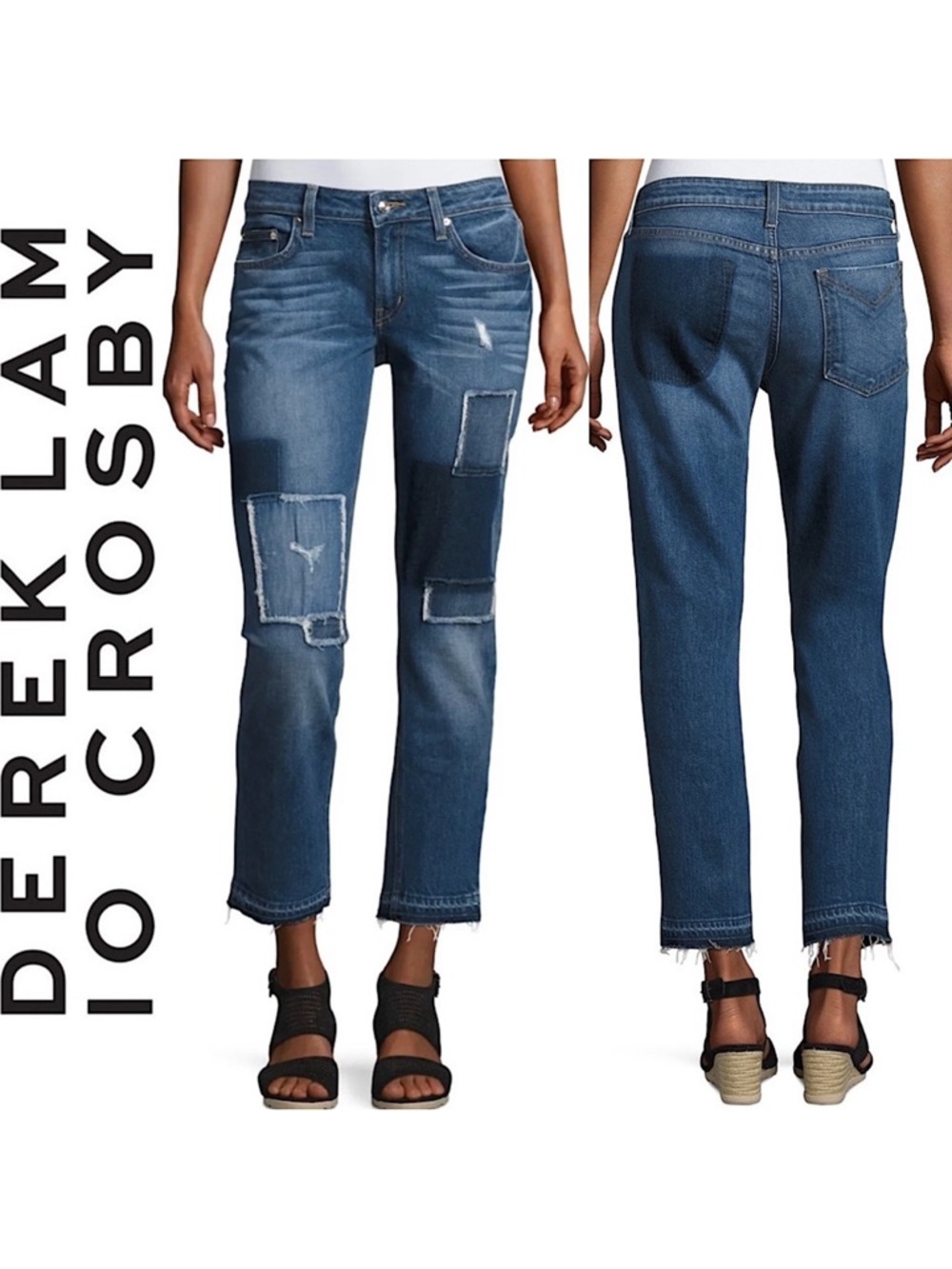 Derek Lam 10 Crosby Mila Mid Rise Girlfriend Patchwork Released Hem ❤️